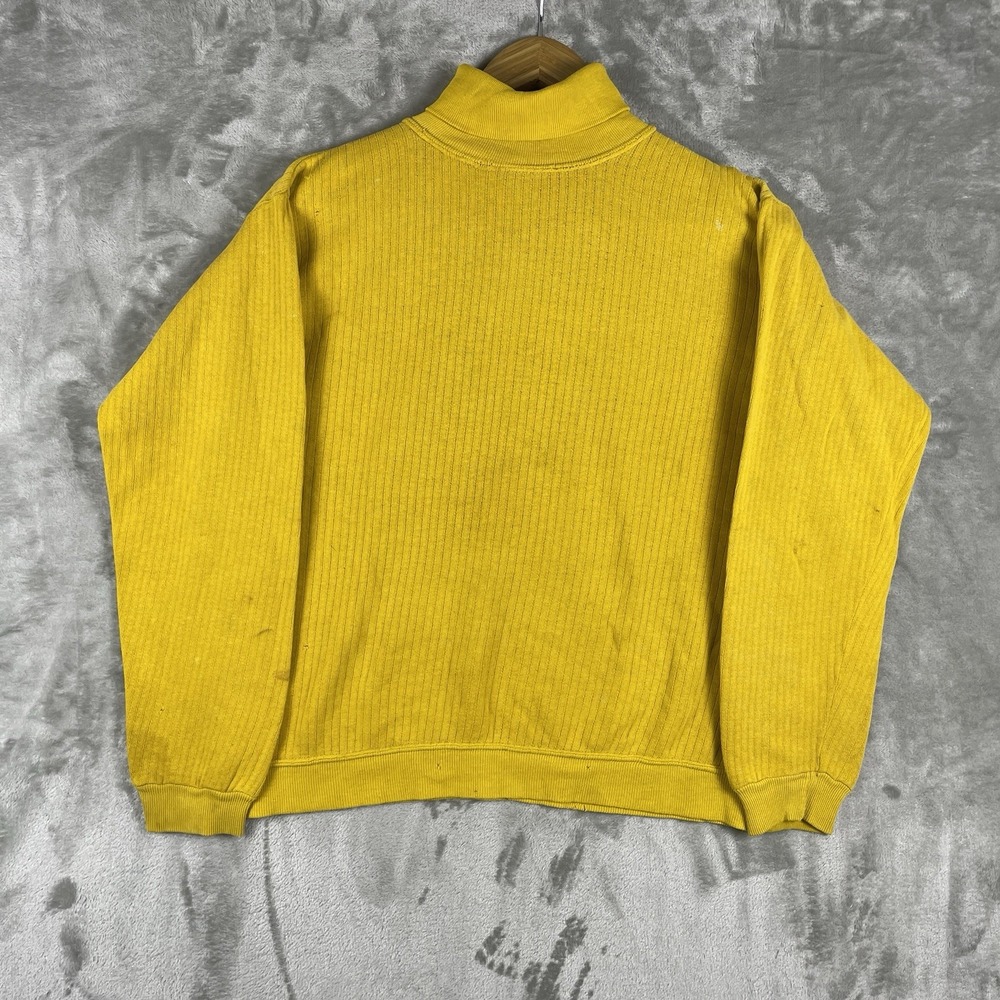 True Vintage 1950s Ribbed Cotton Long Sleeve Turtleneck Shirt 20x22.5 Yellow 50s